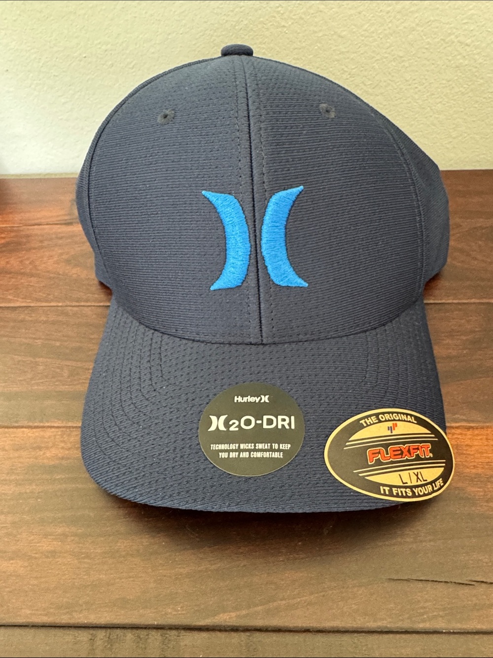 Hurley Blue Solid Stretch-Fit Moisture Wicking Baseball Cap Hat Men’s